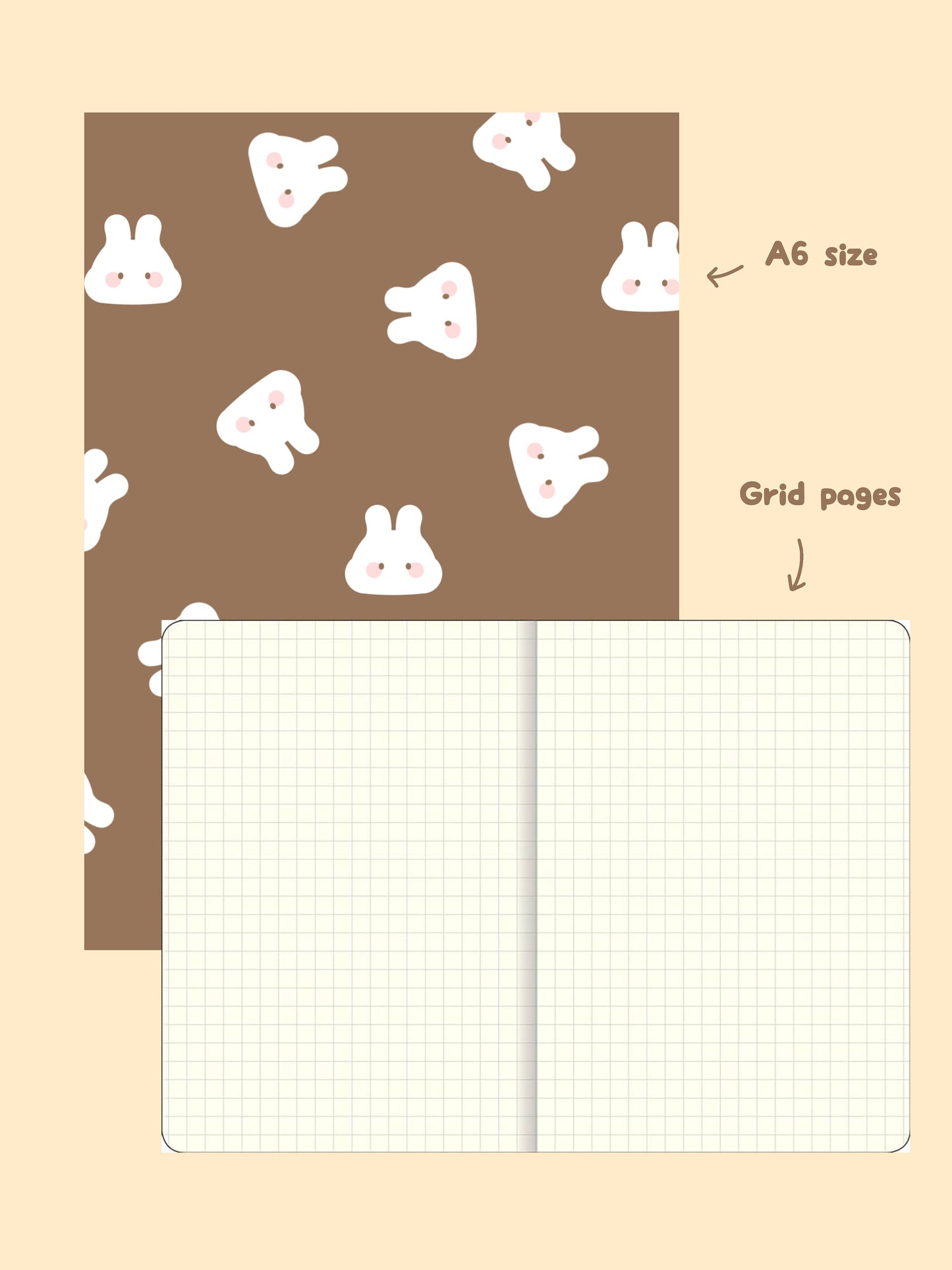 Brown Bunny Saddle Stitch A6 Notebook