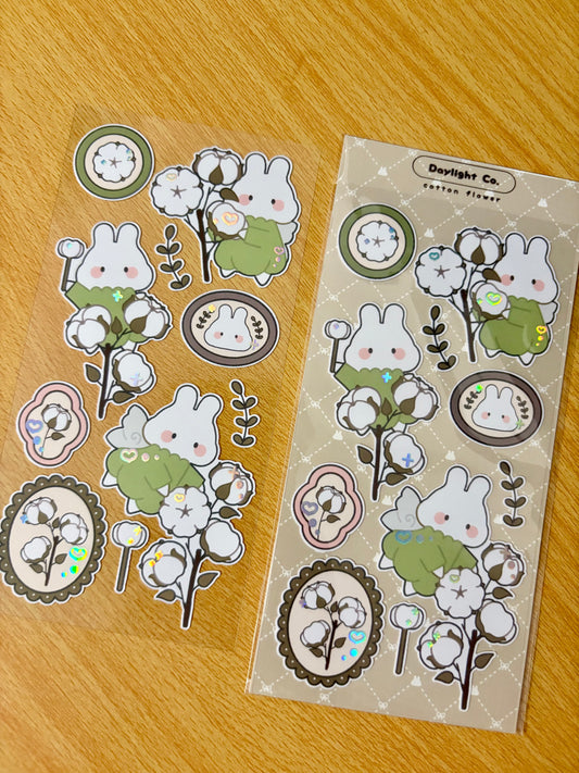 Cotton Flower Deco Sticker Sheet