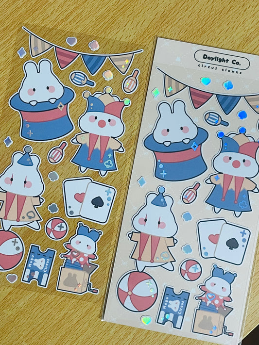 Circus Clowns Deco Sticker Sheet